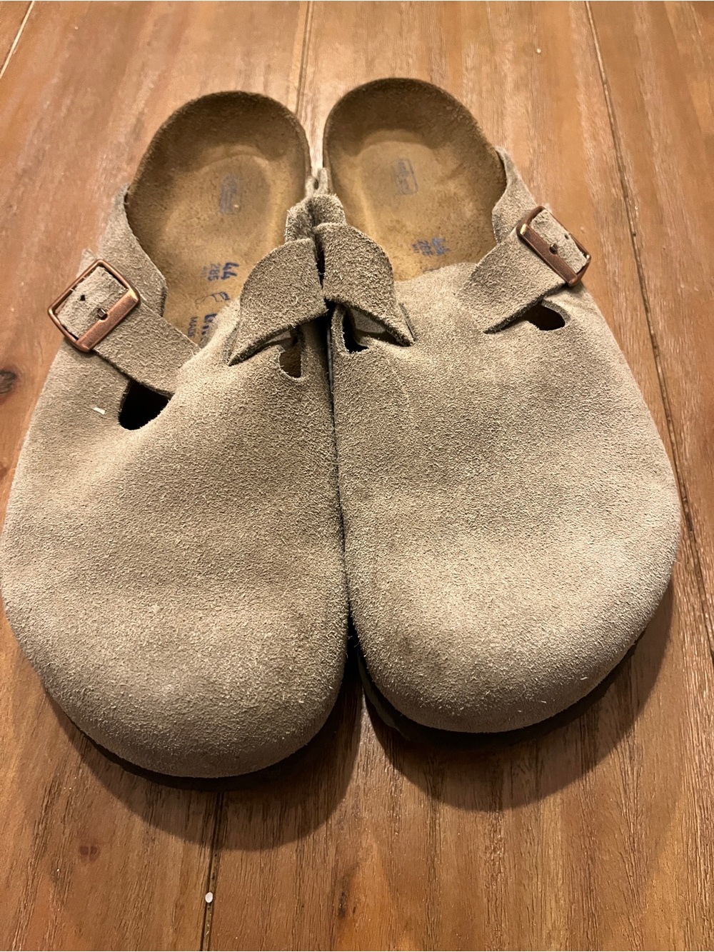 Birkenstock soft foot bed Suede Slip-On Clog in Taupe